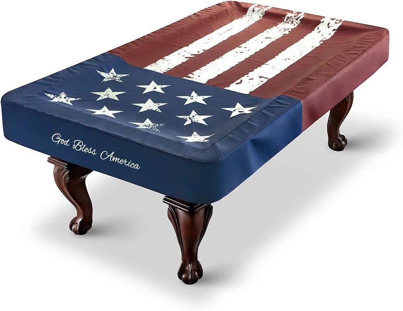 BEARCOVER Pool Table Cover, Waterproof Indoor/Outdoor Heavy Leatherette Pool Table Accessories, Billiards Accessories for Protecting Felt, 7/8/9 Feet Fitted Billiard Covers Red & Blue(8FT/OG.) - Image 1
